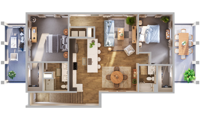 2 beds, 2 baths, 1,340 sqft, $2,150, Unit 6105