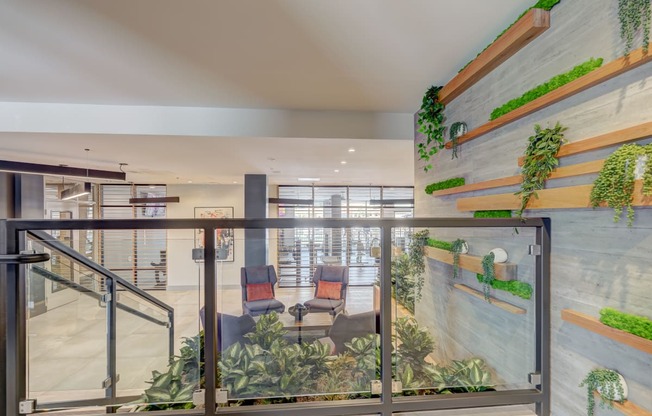 a view of the lobby from the second floor