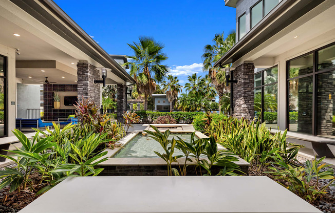 Courtyards With Beautiful Fountains at Pearce at Pavilion Luxury Apartments, Florida
