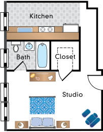 Studio, 1 bath, 400 sqft, $1,700