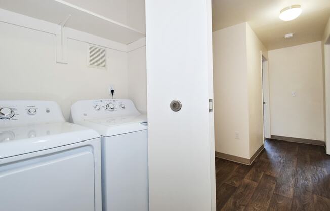 a washer and dryer in a laundry room