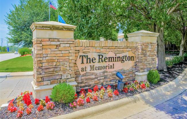 Upscale entrance to The Remington at Memorial in Tulsa, OK, For Rent. Now leasing 1 and 2 bedroom apartments.