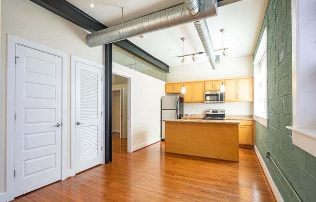 Interior of living and kitchen at The Masonry