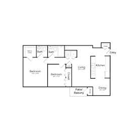 2 beds, 1.5 baths, 1,100 sqft, $1,668