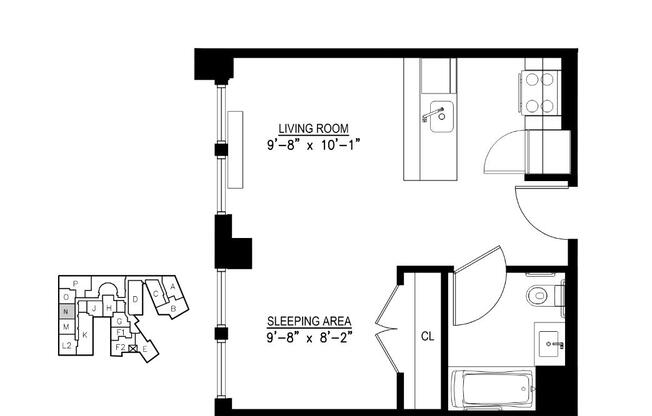 Studio, 1 bath, 440 sqft, $4,100, Unit 5N