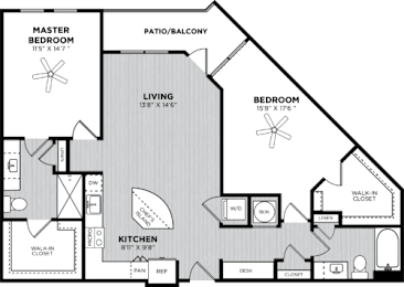 2 beds, 2 baths, 1,210 sqft, $2,217