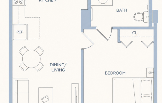 1 bed, 1 bath, 554 sqft, $1,795