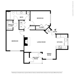 2 beds, 1 bath, 897 sqft, $1,425