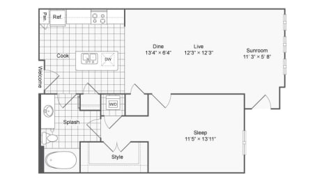 1 bed, 1 bath, 798 sqft, $1,527