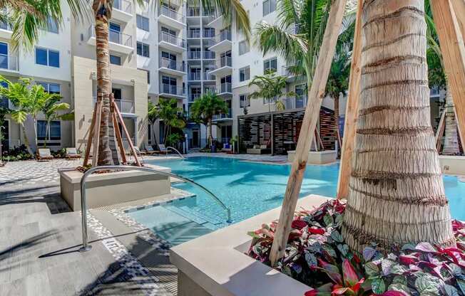 Resort Style Pool with Palm Trees