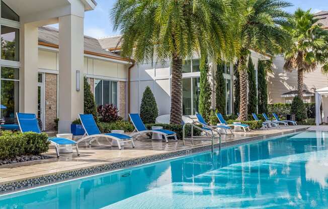 Sancerre at Sand Lake apartments poolside lounging