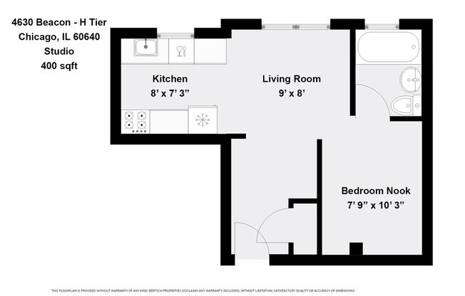Studio, 1 bath, 400 sqft, $1,475, Unit 4630-2H