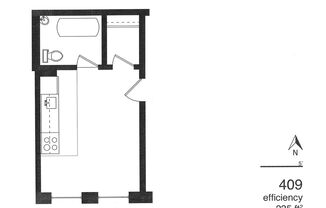 Studio, 1 bath, 195 sqft, $470, Unit 409