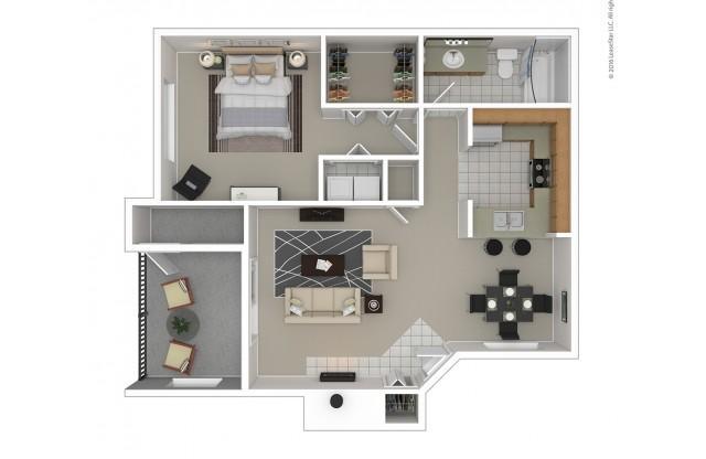 1 Bedroom Floor Plan | Apartments For Rent In Kennewick, WA | Crosspointe Apartments