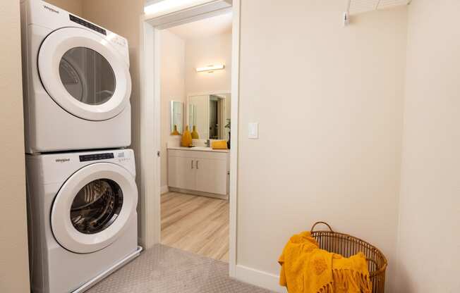 Model apartment laundry at Solasta, Sacramento, CA, 95831