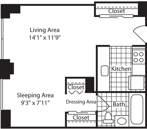 Studio, 1 bath, 474 sqft, $5,159, Unit 721