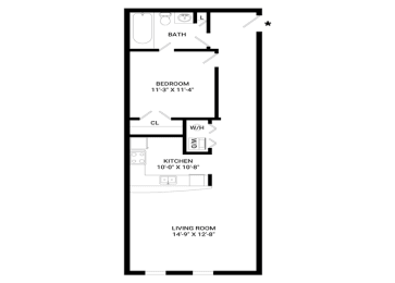 1 bed, 1 bath, 665 sqft, $1,245