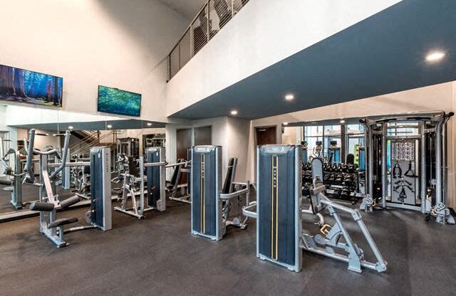 Fitness Center with Free Weights at Berkshire Chapel Hill, Chapel Hill, NC, 27514