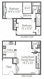 2 beds, 1.5 baths, 1,130 sqft, $1,299