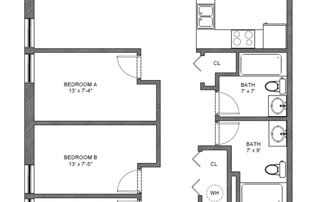 4 beds, 2 baths, 1,113 sqft, $761, Unit 210 BTB - D Bonus