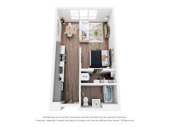 Studio, 1 bath, 569 sqft, $1,625