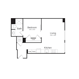 1 bed, 1 bath, 624 sqft, $1,629