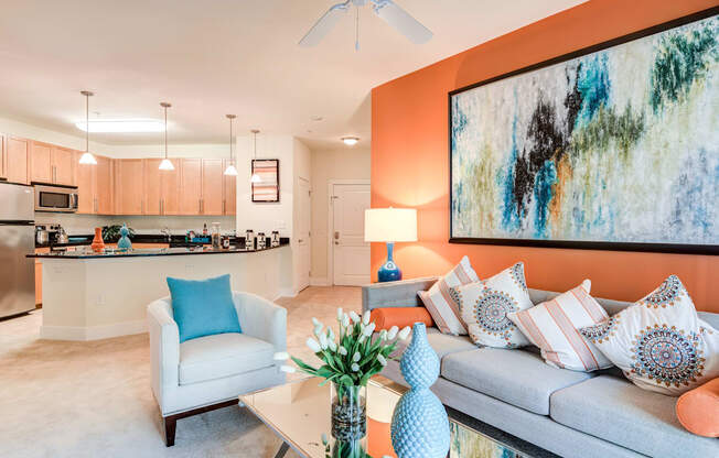 Living Room With Kitchen View at 800 Carlyle, Alexandria, Virginia