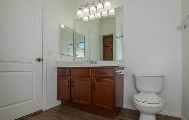 a bathroom with a toilet and a sink and a mirror