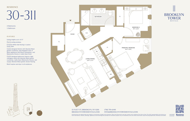 2 beds, 1 bath, $7,626, Unit 30I