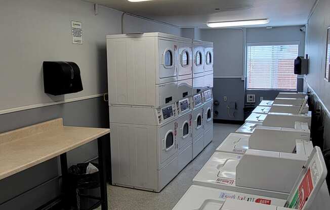 Laundry room at the Atrium Apartments in San Diego.