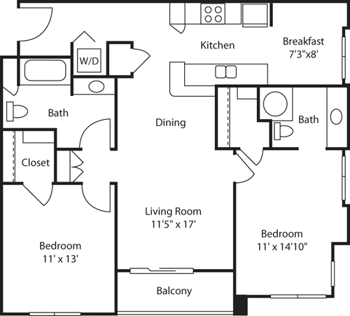 2 beds, 2 baths, 1,125 sqft, $2,959, Unit 234E