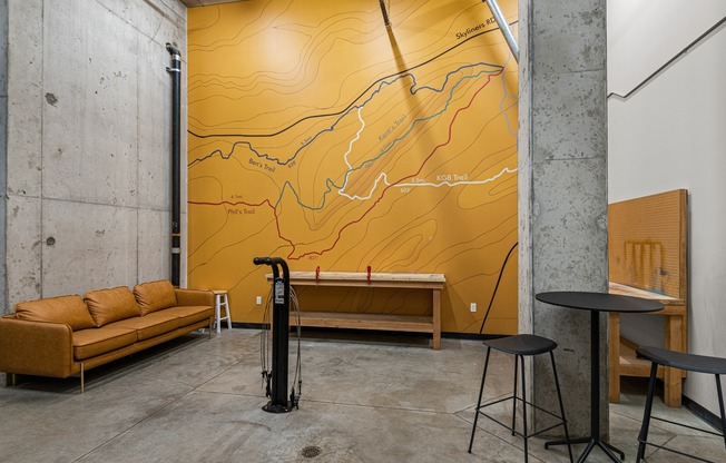 Bicycle tune-up area at The Hixon