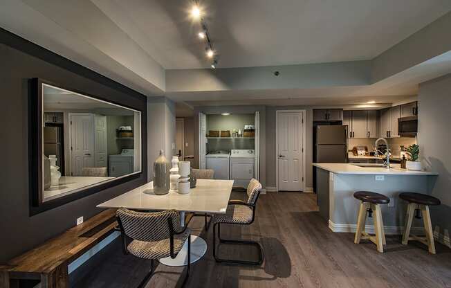 cambridge park apartment kitchen and living
