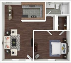 1 bed, 1 bath, 697 sqft, $909
