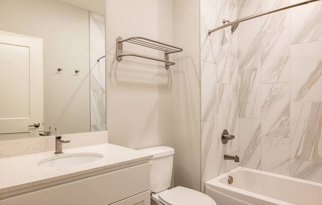 Bathroom at the Quarry Apartments in DeWitt Michigan