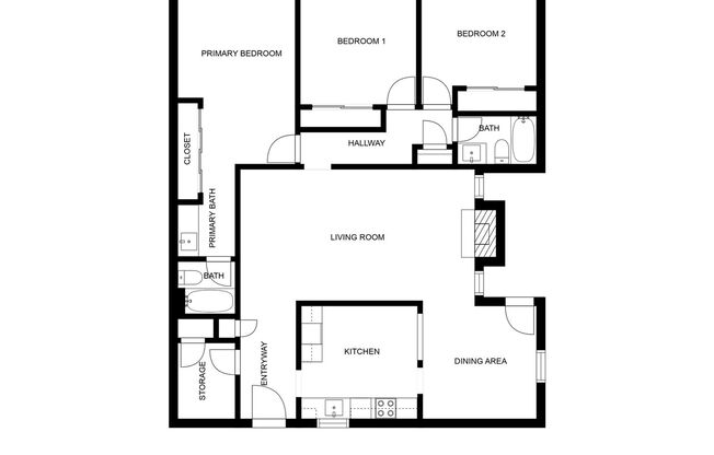 3 beds, 2 baths, 1,350 sqft, $1,455, Unit 201