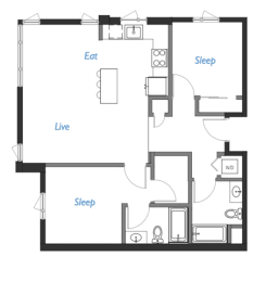 2 beds, 2 baths, 980 sqft, $3,728