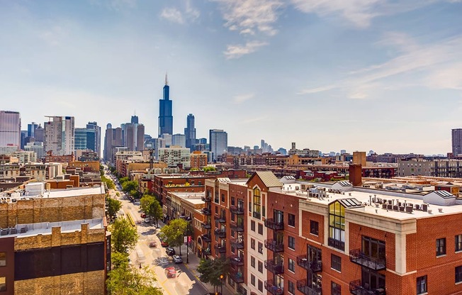 Skyline view of Chicago from The Madison at Racine at The Madison at Racine, Illinois