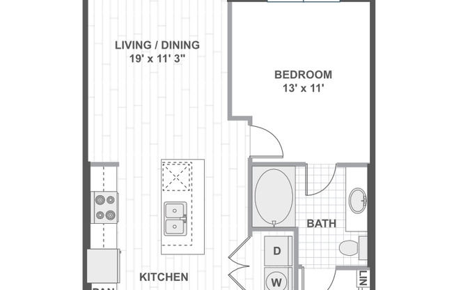 1 bed, 1 bath, 764 sqft, $1,445