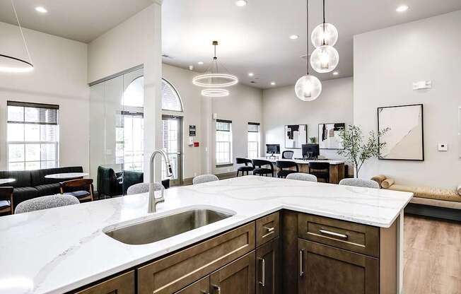 Modern Clubhouse with Community Ktichen at The Landings in Bellevue, NE