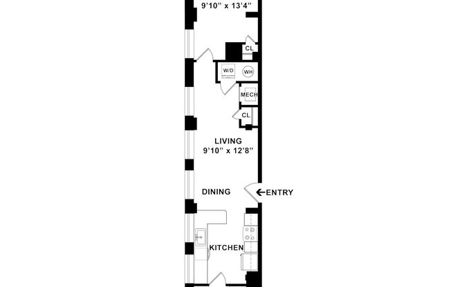 1 bed, 1 bath, 547 sqft, $2,215, Unit H-814