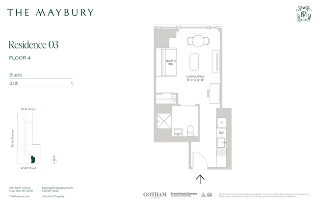Studio, 1 bath, $3,950, Unit 403