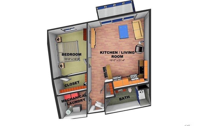 1 bed, 1 bath, 747 sqft, $1,750, Unit 702