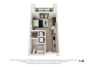 Studio, 1 bath, 442 sqft, $1,915