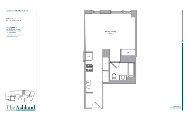 1 bed, 1 bath, $3,823, Unit 22M