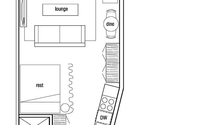 Studio, 1 bath, 450 sqft, $1,900, Unit 216