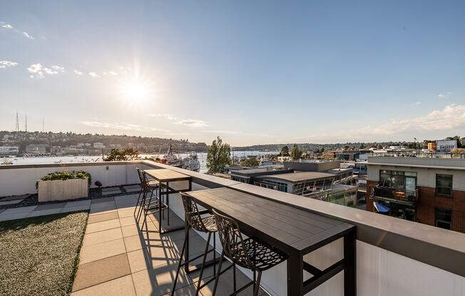 Equinox Rooftop Terrence seating at Equinox Apartments, Seattle, WA, 98102
