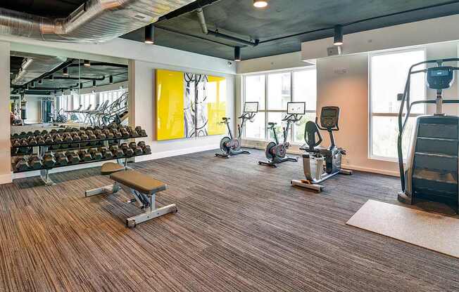 Fitness center with cardio equipment and free weights