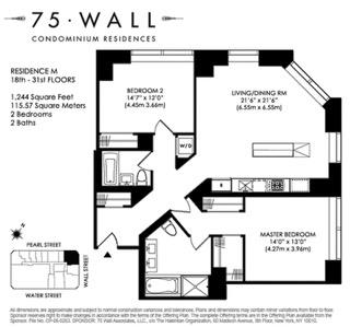 2 beds, 2 baths, 1,244 sqft, $7,295, Unit 19-M