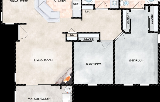 2 beds, 2 baths, 1,145 sqft, $2,805